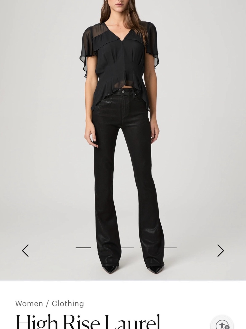 PAIGE Black High-Rise Flare Coated Jeans, black fog luxe, 26